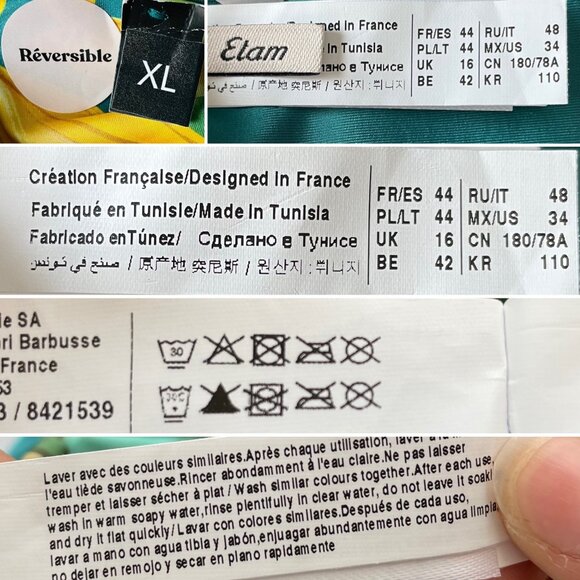 Etam Reversible Foldover ropical Splash Bikini Bottom XL w/Ties - Picture 9 of 10